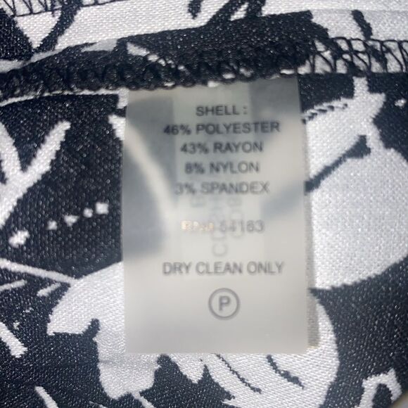 CALVIN KLEIN Wm’s Sz 6 Black White Floral Jacquard Stretch Retro Sheath Dress - Picture 5 of 5